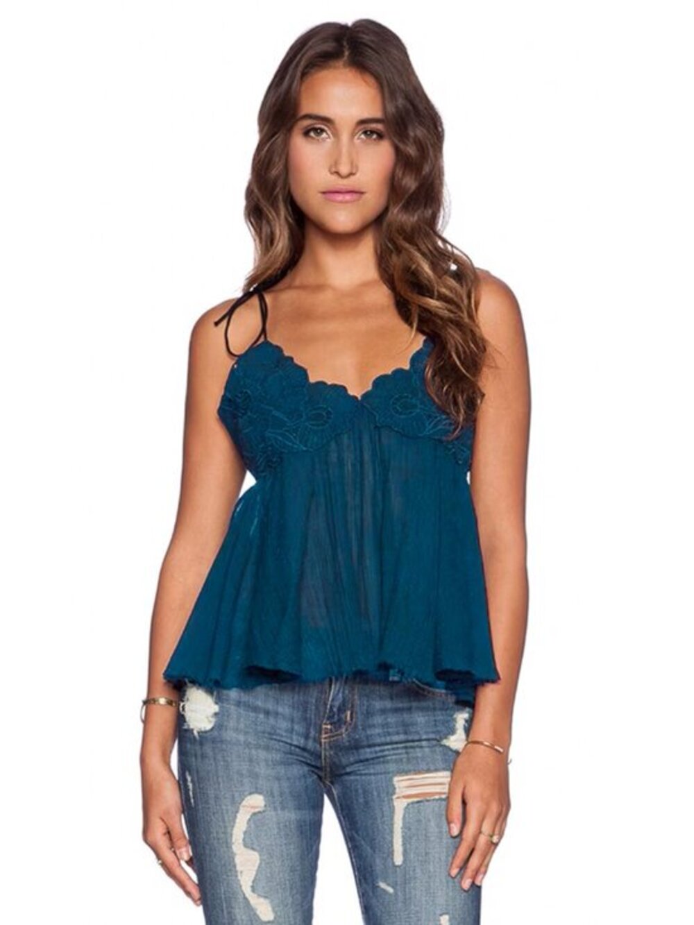 Free People Birds In The Sky Top Blue XS $78